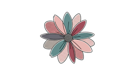 Stylized Hand Drawn Flower Illustration with Muted Colors.