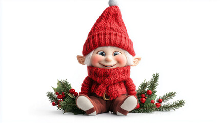 Santa Claus Christmas Figurine Isolated on White Background