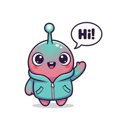 Cute alien waving hi