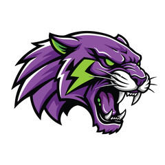 Futuristic cyborg arm with a clenched fist holding a symbol of electric power, a mascot design for technology or gaming