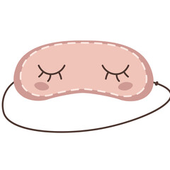 Cute Pink Sleep Mask with Closed Eyes and Eyelashes on Transparent Background for Rest and Relaxation
