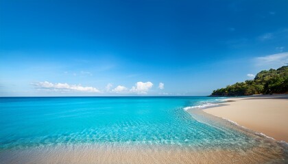 Fototapeta premium Tranquil Blue Sea And Sandy Shoreline