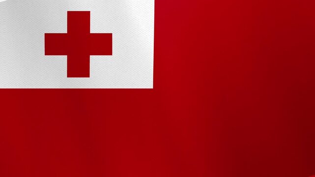 The flag of Tonga. Realistic waving animation. Standard color. Seamless 4K video footage. Detailed cloth texture, natural