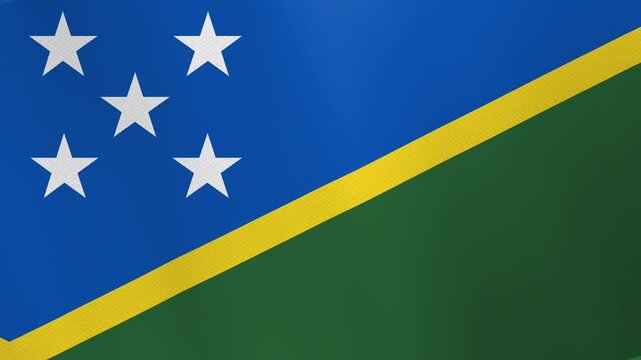 The flag of solomon islands. Realistic waving animation. Standard color. Seamless 4K video footage. Detailed cloth texture, natural