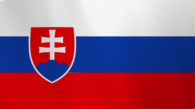 The flag of Slovakia. Realistic waving animation. Standard color. Seamless 4K video footage. Detailed cloth texture, natural