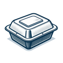Takeout Food Container - Engraved Vintage Icon