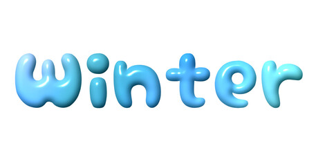 3D Winter Text Typography Design Isolated