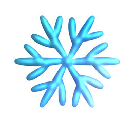3D Snowflake Winter Decoration Isolated on Transparent Background