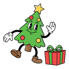 Retro Christmas Tree vector illustration