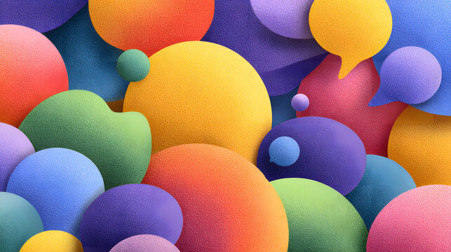 Communication network of speech bubbles, symbolizing conversations and digital interaction for modern social media platforms.