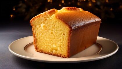 A Slice Of Golden Pound Cake With A Dense Moist Texture