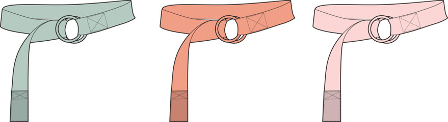 Three Ring Belt Fashion Accessories in Pastel Colors