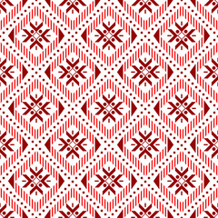 Red on white background. Geometric seamless patterns. abstract graphic design . Used to decorate in a seamless style. For printing wallpaper Gift wrapping paper, curtains, blankets, scarves.