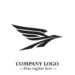 Plane Flying Fast Logo Symbol in Black on the White Background with Dynamic Aviation Design