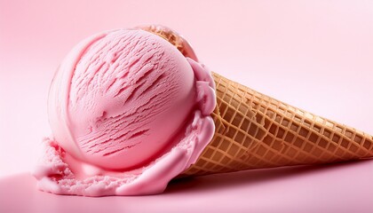 Pink Ice Cream Scoop In Waffle Cone