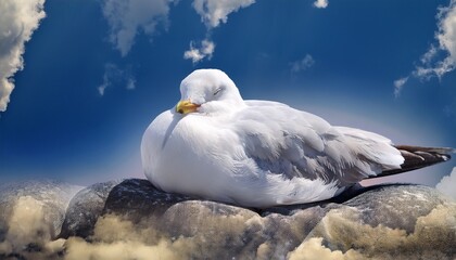 Seagull Asleep Clouds