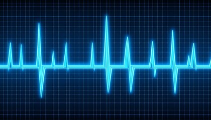 blue ekg waveform displayed on a grid background