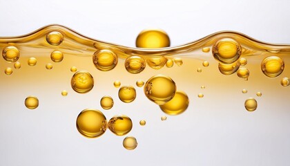 floating yellow oil droplets on a white background
