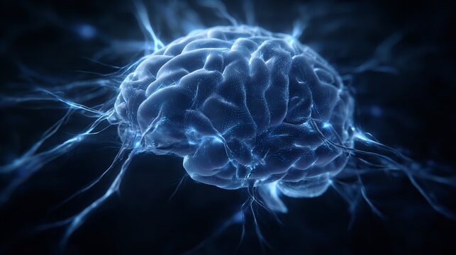 Glowing brain illustration displaying network activity and neurological connections effectively.