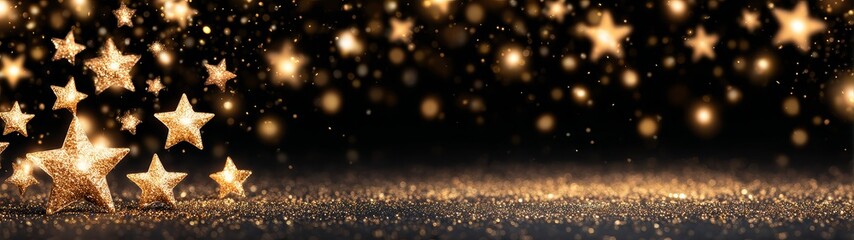 Naklejka premium Elegant new year celebration with glamorous gold bokeh champagne glasses and festive lights in a luxury background