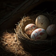 easter eggs in nest