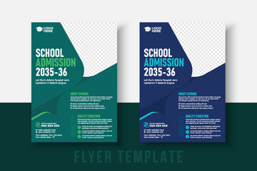 kids school admission flyer template. Flyer brochure cover template for Kids back to school education admission layout design. Creative and modern kids admission education poster, brochure layout.