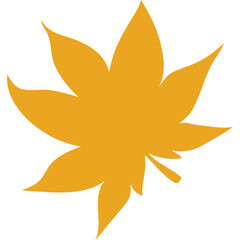 Golden Orange Autumn Maple Leaf Silhouette Isolated on White Background Natural Seasonal Element Vector Graphic