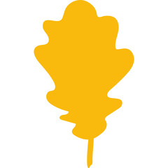 Golden Oak Leaf Silhouette Symbolizing Autumn Harvest and Nature With Simple Stem on Transparent Background Detailed Vector Graphic