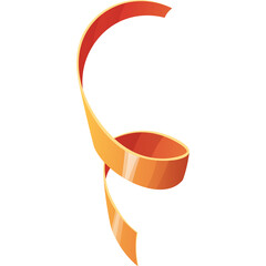 Golden Orange Streamer Swirling Against Transparent White Background Celebration Element Festive Decoration