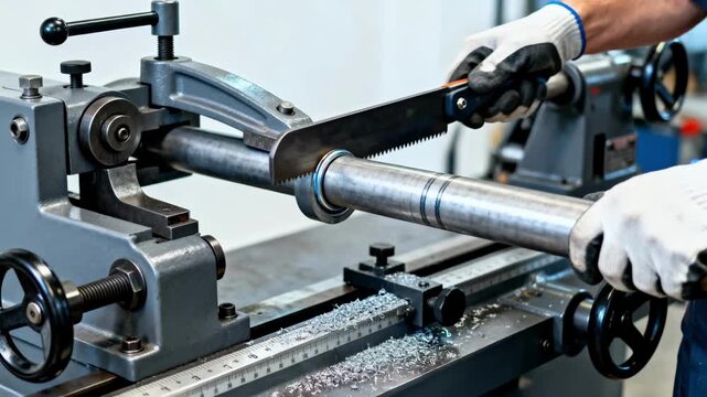 Closeup of mechanical pipe bender in action emphasizing manual operation and adjustable components for customizing pipe angles.