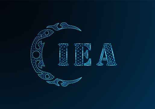 Low poly letter logo IEA design. IEA letter logo low poly vector design on blue color gradient background. IEA logo low poly design