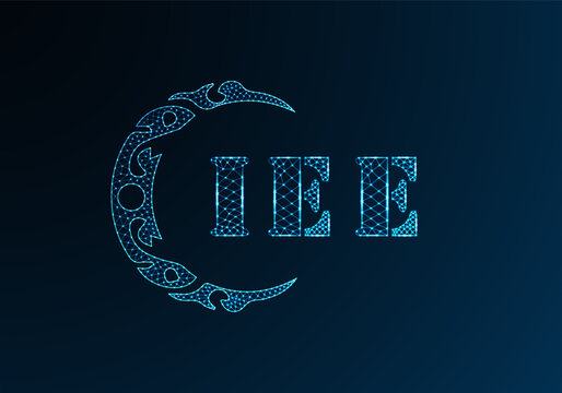 Low poly letter logo IEE design. IEE letter logo low poly vector design on blue color gradient background. IEE logo low poly design