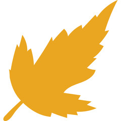 Golden Yellow Maple Leaf Silhouette Autumn Season Symbol Transparent Background No Text