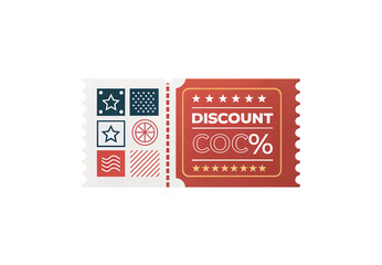 Patriotic discount coupon ticket stars stripes americana design, isolated on a transparent background