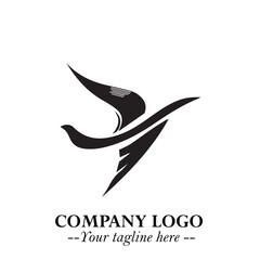 Plane Flying Fast Logo Symbol in Black on the White Background with Dynamic Aviation Design