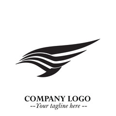 Plane Flying Fast Logo Symbol in Black on the White Background with Dynamic Aviation Design