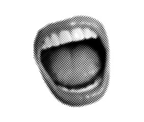 Open mouth of a woman in halftone style