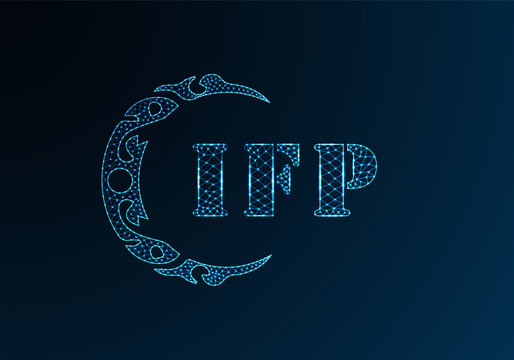 Low poly letter logo IFP design. IFP letter logo low poly vector design on blue color gradient background. IFP logo low poly design