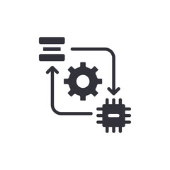Data Processing Cycle Icon Cogwheel Microchip Diagram