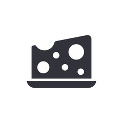Delicious Cheese Slice Icon On Small Plate Illustration