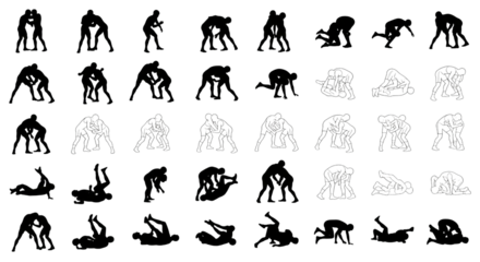 Wrestling Moves Silhouette Sequence Collection