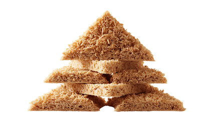 A christmas tree made of toast isolated on transparent background.