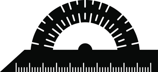 Geometric protractor tool silhouette for measuring angles precision education and engineering concepts vector