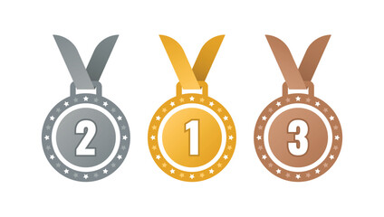first, second, third medal symbols. gold, silver, bronze medal symbols