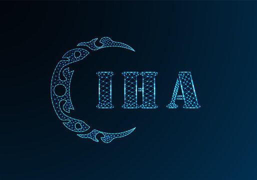 Low poly letter logo IHA design. IHA letter logo low poly vector design on blue color gradient background. IHA logo low poly design