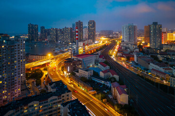 Fototapeta premium Urban Environment of Jiaoning Elevated Road, Qingdao, China