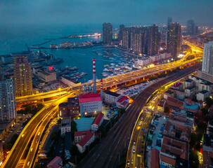 Fototapeta premium Urban Environment of Jiaoning Elevated Road, Qingdao, China