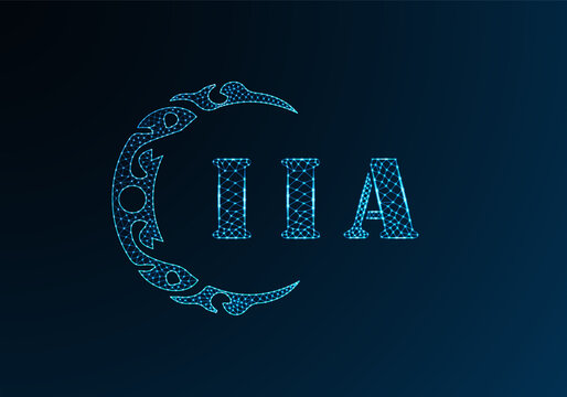Low poly letter logo IIA design. IIA letter logo low poly vector design on blue color gradient background. IIA logo low poly design