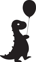 Vector of Happy Baby Dinosaur Holding a Balloon