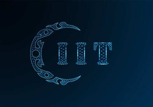Low poly letter logo IIT design. IIT letter logo low poly vector design on blue color gradient background. IIT logo low poly design